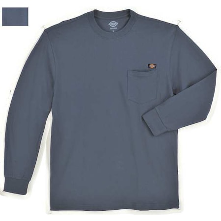 Men's Long Sleeve T-Shirt, Cotton, Pullover, Navy, L