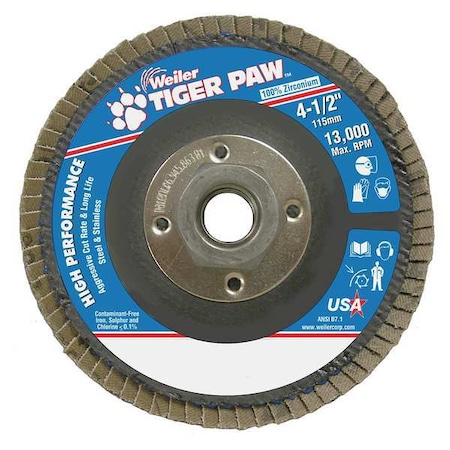 Flap Disc,Type 29,4-1/2in. dia., 36 Grit