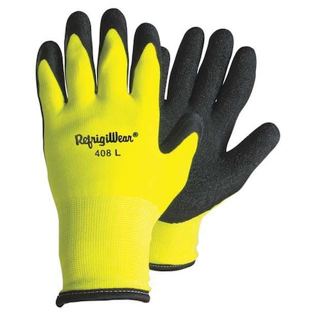 Hi-Vis Cold Protection Gloves, Nylon Palm, Terry Lining, High-Visibility Lime, XL ( 10 )