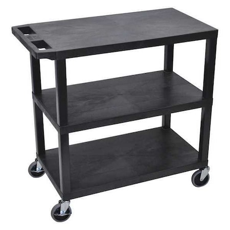 Cart,(3) Flat Shelves,18"x32", High Density Polyethylene (Shelf), Polyvinyl Chloride (Leg), 18" W