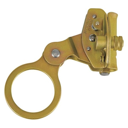 Rope Grab, Steel, 310 lb., Gold, For Rope Size: 5/8 in ,Secondary Safety Latch
