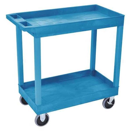 Utility Cart with Deep Lipped Plastic Shelves, 500 lb Load Capacity, 2 Shelves, 35 1/2 in L
