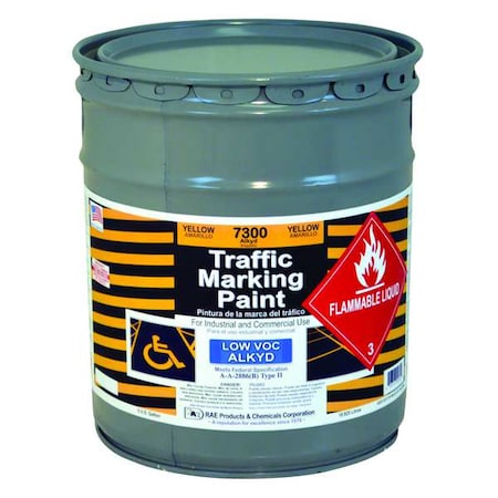 Traffic Zone Marking Paint, 5 Gal., Yellow, Alkyd Solvent -Based