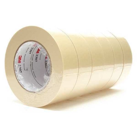 Masking Tape, 36 mm W x 55 m L, 5.2 mil Thick, Tan, Rubber Adhesive, 24 PK