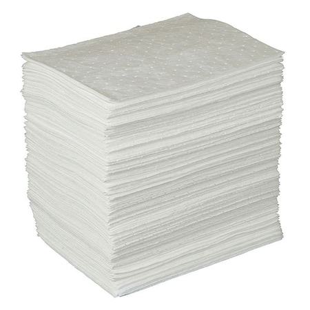Sorbent Pad, 34 gal, 15 in x 17 in, Oil, White, 200 PK