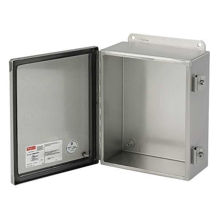 Screw Down Clamps Electrical Enclosures, 6 in H, 4 in D, 4 in W, 12, 3R, 4, 4X, 304 Stainless Steel