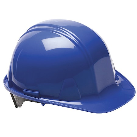 Front Brim Hard Hat, SL Series, Polyethylene, Type 1, Class E, Ratchet (4-Point), Side Slots, Blue