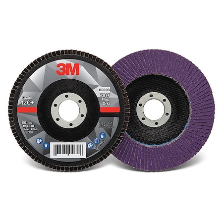 Flap Disc,5 in Dia,5/8 in Arbor,120 Grit