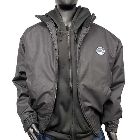 Men's Jacket, 600 Denier Coated Nylon, Zipper with Storm Flap, Black, 3XL