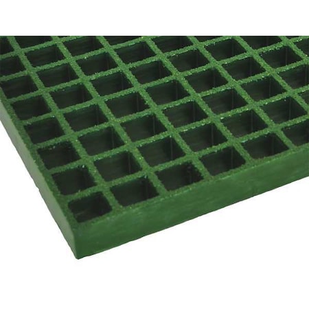 Fiberglass Molded Grating, 120 in Span, Grit-Top Surface, Corvex Resin, Green