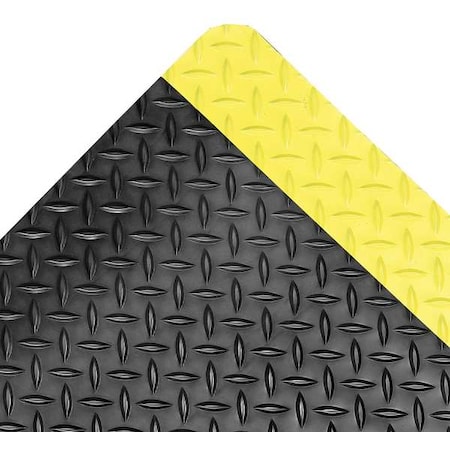 Antifatigue Mat, 5 ft. L x 3 ft. W, 3/4" Thickness, Nitrile Rubber, Diamond Plate, Black/Yellow