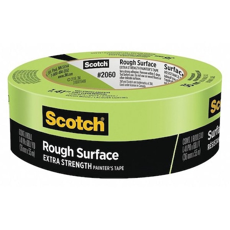 Painter's Tape, 36 mm W x 55 m L, 6 mil Thick, Green, Rubber Adhesive, 24 PK