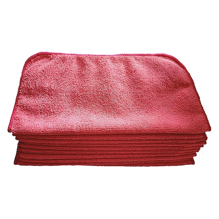 Microfiber Cloth Wipe 12" x 12", Red, 12PK