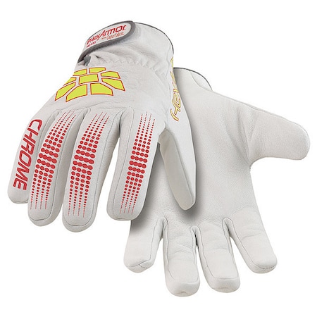 Cold Protection Gloves, Goatskin Palm, Hook-and-Loop Cuff, Hi-Visibility Yellow/Red/White, 1 PR