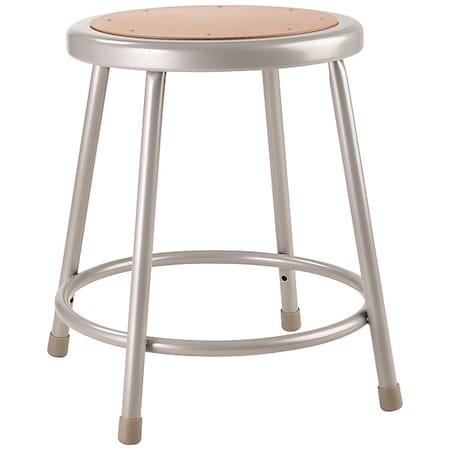 Round Stool, Height Range 18", Hardboard Gray