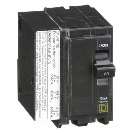 Miniature Circuit Breaker, QO Series, 20A, 2 Pole, 120/240V AC, 10kA at 120/240V AC