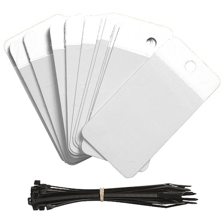Blank Shipping Tag, Polyester, 5" H x 3-1/4" W, White, Rectangle, 25 PK