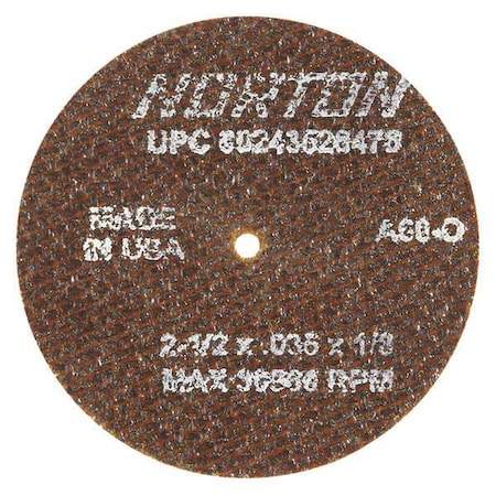 Abrasive Cut-Off Wheel, Type 1, 2 1/2 in Dia, 0.035 in Thick, 1/8 in Arbor Hole Size, 60 Grit