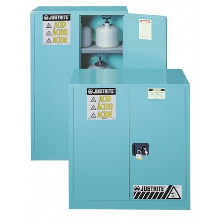 Hazardous Material Storage Cabinet, 30 gal, 1 Shelves, Steel, 43 in W x 44 in H x 18 in D, Blue