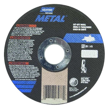 Abrasive Cut-Off Wheel, Type 1, 4 1/2 in Dia, 0.04 in Thick, 7/8 in Arbor Hole Size, Aluminum Oxide