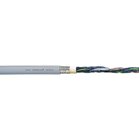 Control Cable, 18 AWG, 3 C, Gray, PUR, 1,000 V, 25 ft