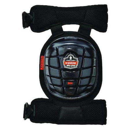 Knee Pad, Hard Shell, Gel, Foam Pad, Rubber Cap, Clip Closure, 2 Straps, Black, Universal