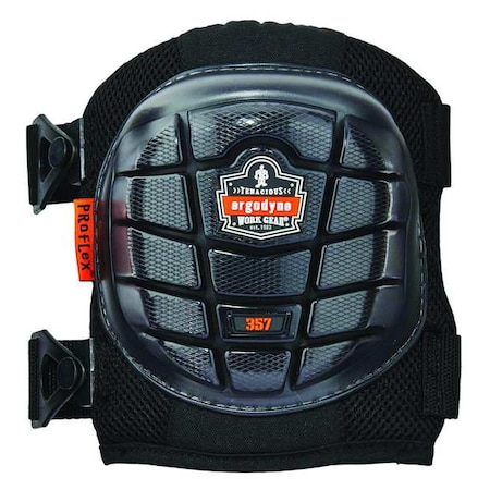 Knee Pad, Hard Shell, Foam, Gel Pad, Rubber Cap, Clip Closure, 2 Straps, Black, Universal