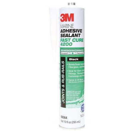 Polyurethane Adhesive Sealant, 10 oz, Cartridge, Black, Polyurethane Base, 4200 FC