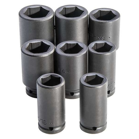 3/4" Drive Deep Impact Socket Set, SAE, 8 pcs