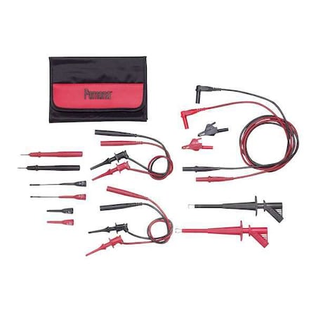 Deluxe Electronic DMM Test Lead kit, CAT II 300V, CAT III 1000V, 4 ft., Silicone, Red, Black