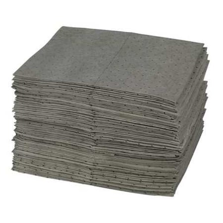 Sorbent Pad, 25 gal, 15 in x 19 in, Universal, Gray, Polypropylene