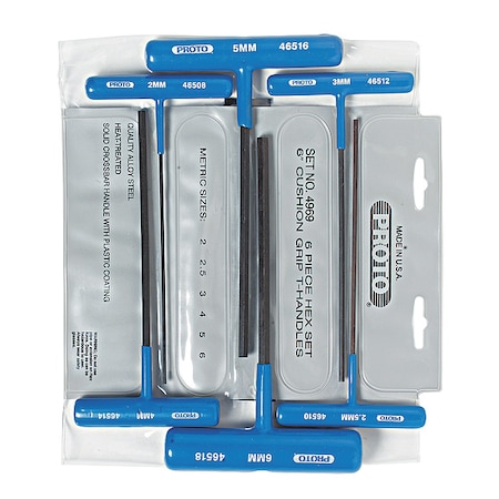 6 Piece Metric T-Shape Hex Key Set, J4969