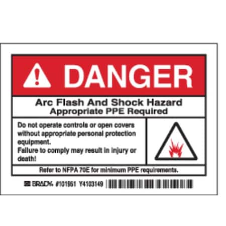 Arc Flash Protection Label,PK5, 101951