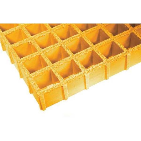 Fiberglass Molded Grating, 96 in Span, Grit-Top Surface, Corvex Resin, Yellow