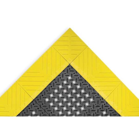 Interlocking Drainage Mat, 3 ft L x 3 ft W, 1 in Thickness, PVC, Diamond, Black