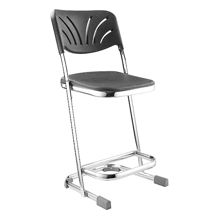 Square Stool with Backrest, Height 22"Black