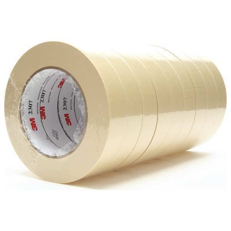 Masking Tape, 24 mm W x 55 m L, 5.2 mil Thick, Tan, Rubber Adhesive, 36 PK