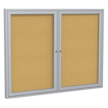 Enclosed Cork Bulletin Board 60x36", 2 Door