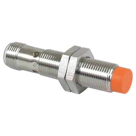 Cylindrical, Inductive Proximity Sensor, 12 mm Dia., Brass, M12, 3 Wires, Unshielded