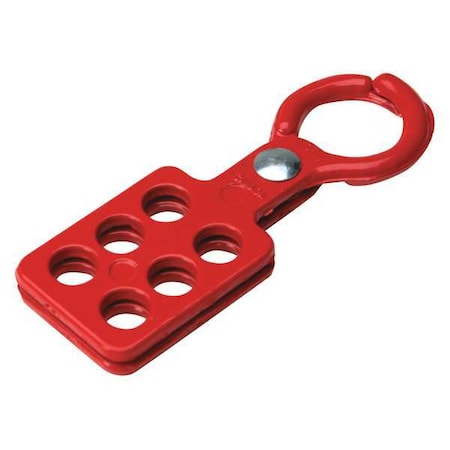 Lockout Hasp, Red, Aluminum, 6 Max. No. of Padlocks, 197/500 in Max. Shackle Dia.