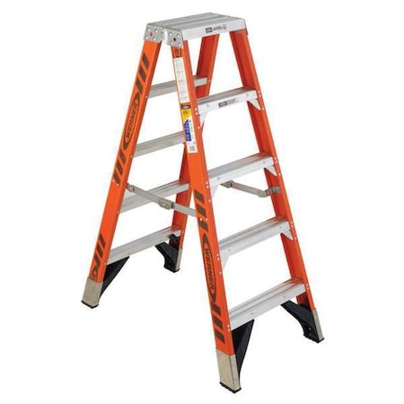 5 ft Fiberglass Twin Stepladder, 375 lb Capacity