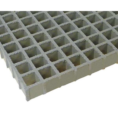 Fiberglass Molded Grating, 120 in Span, Grit-Top Surface, Light Gray