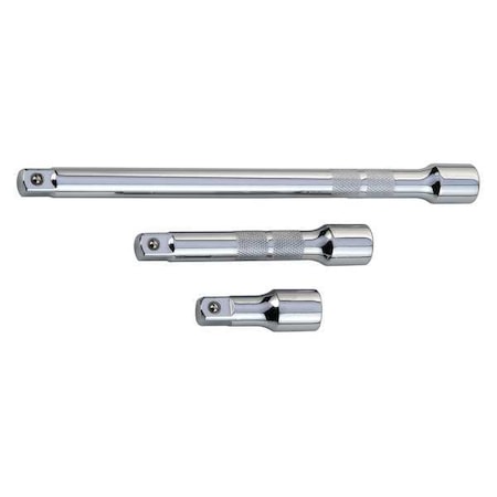 Socket Extension Set 1/2" Dr, 2 1/2 in, 5 in, 10 in L, 3 Pieces, Chrome