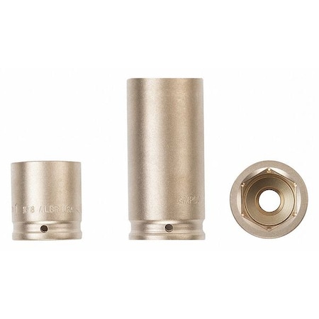3/4 in Drive Impact Socket Deep Socket, Natural, Nkl Alm Brz,Natural,1 1/2 in