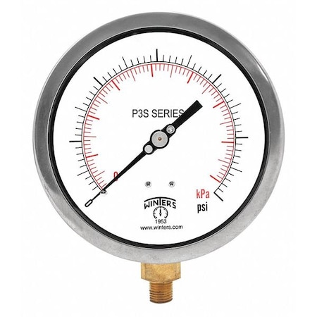 Industrial Pressure Gauge, 0 to 1,000 psi, 4 1/2 in Dial, 1/2 in NPT, Bottom Location