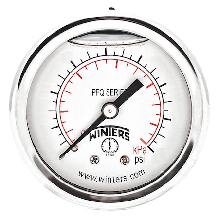 Industrial Pressure Gauge, 0 to 600 psi, 1 1/2 in Dial, 1/8 in NPT, Center Back Location