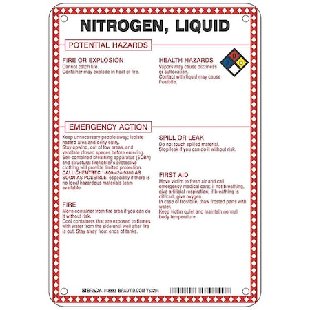 Chemical Sign, 10 in Height, 7 in Width, Rectangle