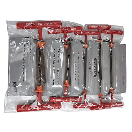 11 Piece SAE T-Shape Hex Key Set, J4968-TT