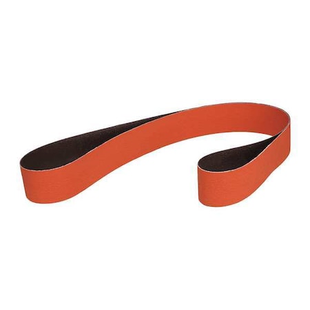 Sanding Belt, 2 1/2 in W, 60 in L, Coated, Ceramic, 36 Grit, Extra Coarse, 984F, Maroon
