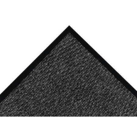 Entrance Mat, Polypropylene, 1/4 in Thick, Charcoal, 3 ft W x 10 ft L